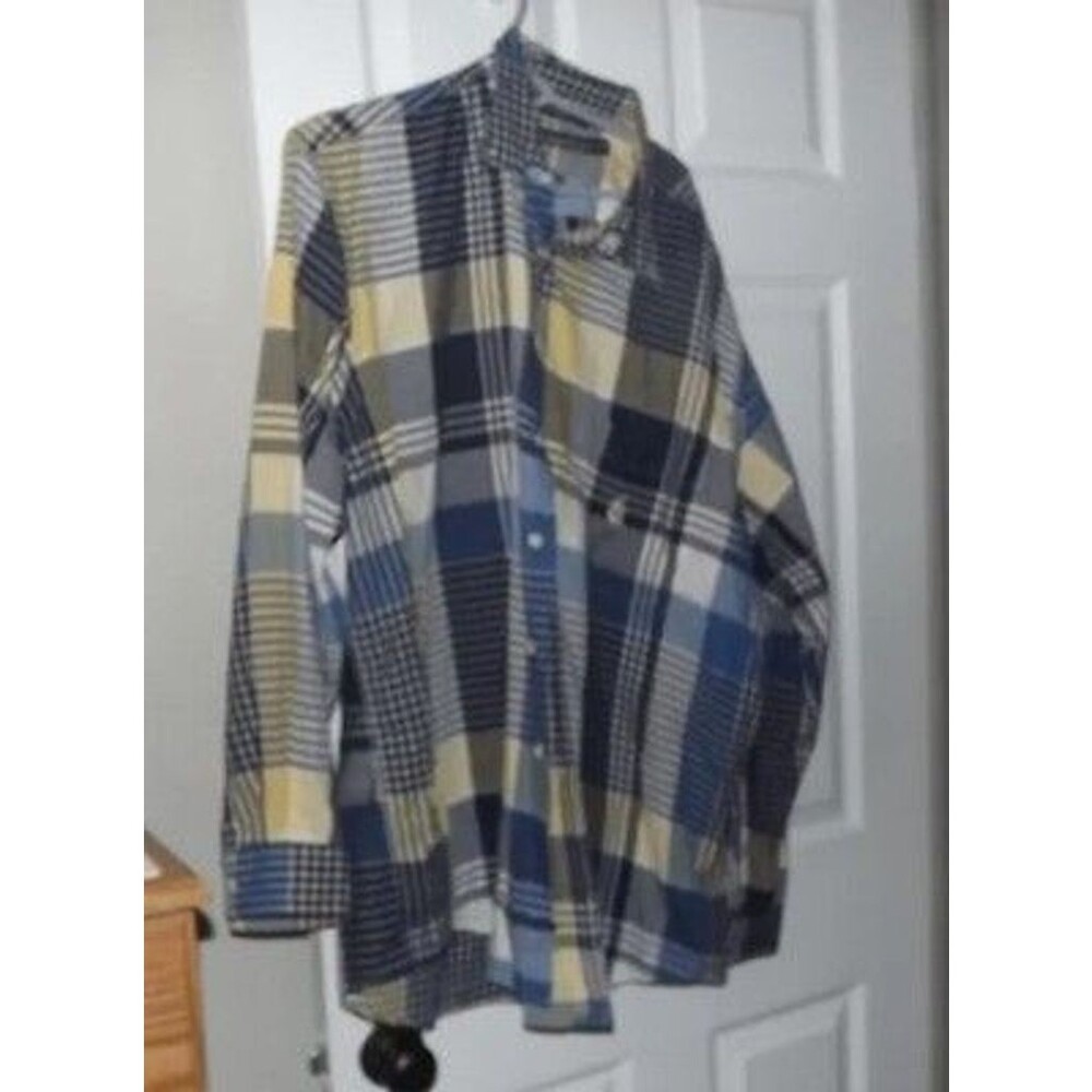 Vintage Nautica Shirt Mens XL Plaid Patchwork Long Sleeve Indian Madras Button